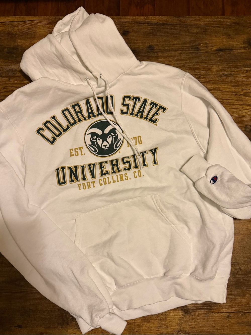 Champion White Colorado State University Crewneck Hoodie